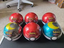Pokemon Pokeball Tin Factory Sealed Lot of 6 Poke And Moon Ball 18 Booster Packs - Image 2