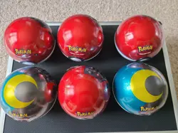 Pokemon Pokeball Tin Factory Sealed Lot of 6 Poke And Moon Ball 18 Booster Packs - Image 3