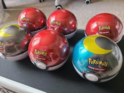 Pokemon Pokeball Tin Factory Sealed Lot of 6 Poke And Moon Ball 18 Booster Packs - Image 5