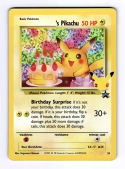 ______'s Pikachu Celebrations: C #24 (2021) Classic Collection Holo NM Pokemon - Image 1