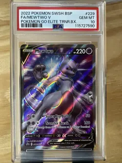 2022 Pokemon Go MEWTWO V 229 Full Art ETB Promo PSA 10 GEM MINT - Image 1