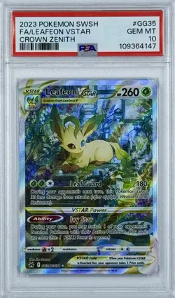 2023 Pokemon Sword Shield Crown Zenith #GG35 Full Art Leafeon VSTAR PSA 10 - Image 1