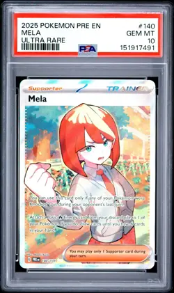 2025 Pokemon Prismatic Evolutions MELA #140 Ultra Rare PSA 10 Gem Mint - Image 1