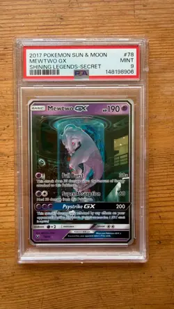2017 POKEMON SUN & MOON #78/73 MEWTWO GX SHINING LEGENDS SECRET PSA 9 - Image 1