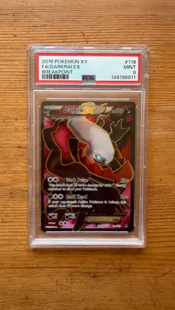 2016 POKEMON XY BREAKPOINT #118 FULL ART/DARKRAI EX PSA 9 - Image 1