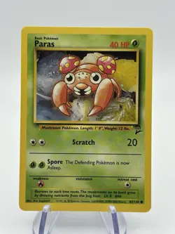 Pokemon Paras 85/130 Base Set 2 NM Pack Fresh WOTC English (A4) - Image 1