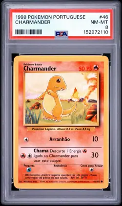 1999 Pokemon Portuguese Charmander 46/102 Base Set PSA 8 Vintage WOTC - Image 1