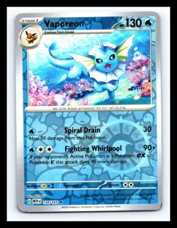 💥 Vaporeon 134/165 Reverse Holo SV: Scarlet & Violet 151 English Pokemon - Image 1