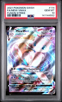 2021 POKEMON SWORD & SHIELD FUSION STRIKE #114 FULL ART/MEW VMAX PSA 10 - Image 1