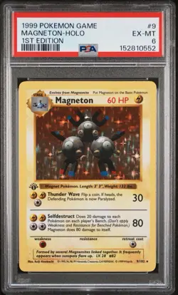 1999 Pokemon Base Set - Magneton #9 🔥🔥1st Edition 🔥Shadowless🔥 PSA 6 - Image 2