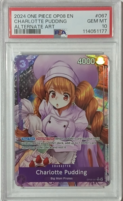 2024 One Piece OP08 EN Charlotte Pudding Alternate Art Two Legends #067 PSA 10 - Image 1