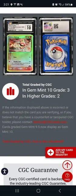 (POP 3) CGC 10 Pokemon TCG Team Magma's Baltoy EX Team V Aqua Reverse Holo 60/95 - Image 4
