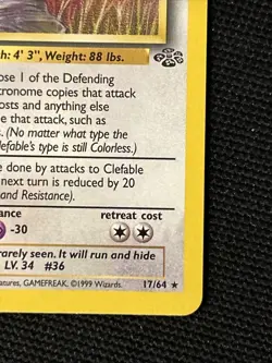 Pokemon Clefable 17/64 (1st Edition) Jungle *Near Mint* ‘Never Played Card’ - Image 5