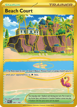 Pokemon TCG Beach Court 263/182 Gold Secret Rare Paradox Rift NM/M - Image 1