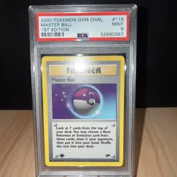 Pokemon PSA 9 MINT Master Ball #116 1st Edition Gym Challenge 2000 Vintage WOTC - Image 1