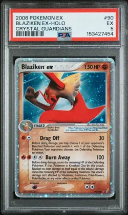 2006 POKEMON EX CRYSTAL GUARDIANS 90 BLAZIKEN EX-HOLO EXCELLENT PSA 5 - Image 1
