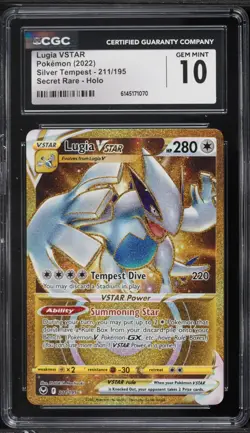 2022 Pokemon Silver Tempest Gold Rare Lugia VSTAR #211 CGC 10 - Image 1