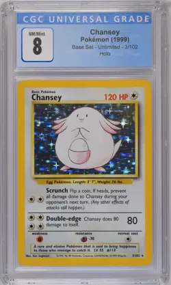1999 Pokemon Base Set Holo Chansey #3 CGC 8 - Image 1