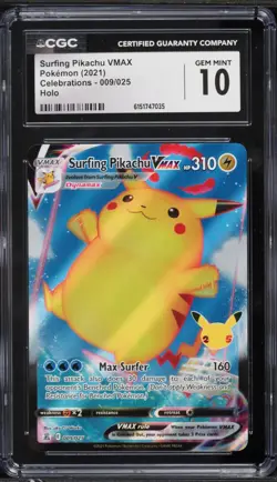 2021 Pokemon Celebrations Surfing Pikachu VMAX #009 CGC 10 - Image 1