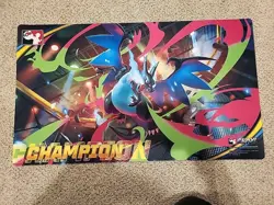Pokemon TCG CHAMPION Mega Charizard X ex Playmat Play Official League Cup - Image 2