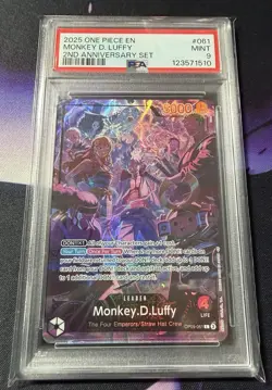 Monkey.D.Luffy OP09-061 One Piece 2nd Anniversary Set PSA 9 - Image 1
