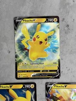 Pikachu V Pokemon Card Bundle Lot Of 3 Near Mint - Image 2