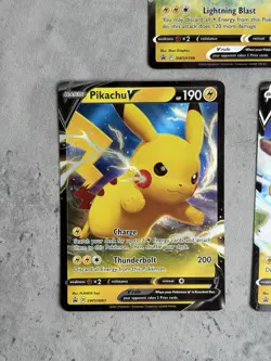 Pikachu V Pokemon Card Bundle Lot Of 3 Near Mint - Image 4