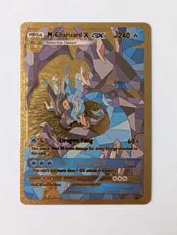 POKEMON M CHARIZARD GX GOLD FOIL TRADING Gold Fan Art Card HP240 - Image 1