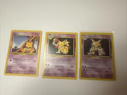 Pokemon Card TCG Alakazam 001/102 Holo & Kadabra 32/102 & Abra 43/102 MP/HP 1999 - Image 2