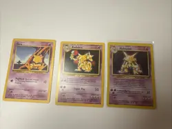 Pokemon Card TCG Alakazam 001/102 Holo & Kadabra 32/102 & Abra 43/102 MP/HP 1999 - Image 3