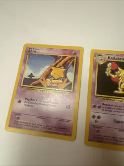 Pokemon Card TCG Alakazam 001/102 Holo & Kadabra 32/102 & Abra 43/102 MP/HP 1999 - Image 4