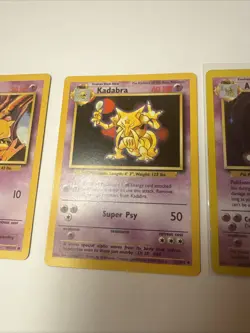 Pokemon Card TCG Alakazam 001/102 Holo & Kadabra 32/102 & Abra 43/102 MP/HP 1999 - Image 5