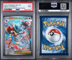 2025 POKEMON MEGA EVOLUTION SPECIAL ILLUSTRATION RARE #179 MEGA LUCARIO EX PSA 9 - Image 1
