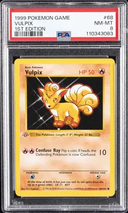 1999 POKEMON BASE SET 1ST EDITION #68 VULPIX PSA 8 - Image 1
