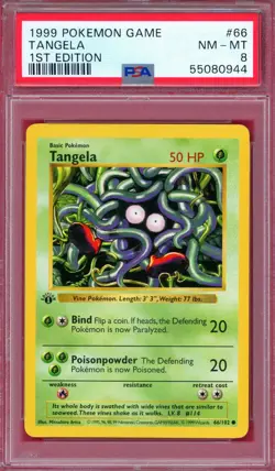 Pokemon 1st Edition Shadowless Base Set Tangela PSA 8 - Image 1