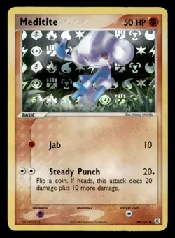 Meditite 66/101 Common Hidden Legends Pokemon Reverse Holo Lightly Played - Image 1