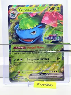 2024 Pokemon VENUSAUR EX #001/142 Stellar Crown JUMBO Oversized Card Double Rare - Image 1