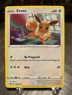 Eevee COSMOS HOLO Black Star PROMO card SWSH212 Sword & Shield Pokemon TCG LP - Image 1