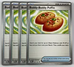 Pokemon Buddy-Buddy Poffin 101/131 (4x) Playset Lot Prismatic Evolutions Common - Image 1
