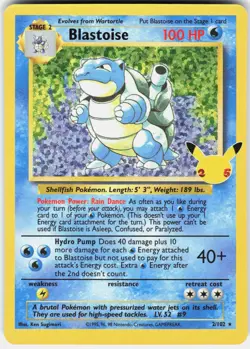 Pokemon Blastoise 2/102 Celebrations: Classic Collection Pokemon NM - Image 1