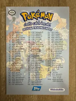 Checklist for Topps Pokemon TV Animated Edition Trading Card Blue Logo NM - Image 2