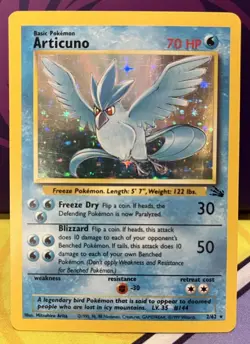Pokemon TCG Articuno 2/62 Fossil Unlimited Holographic Rare 1999 - Image 3