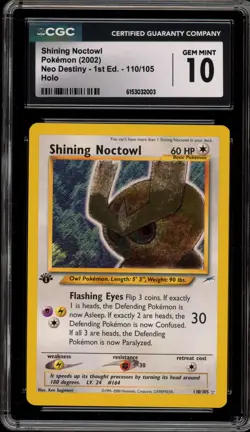 Pokemon Shining Noctowl Neo Destiny 1st Edition Holo Secret Rare #110 CGC 10 - Image 1