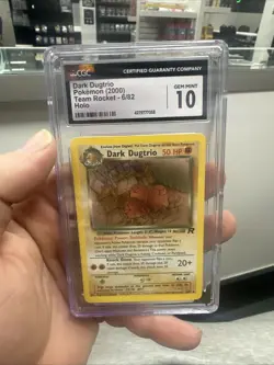 2000 Pokemon Team Rocket Unlimited Dark Dugtrio Holo Rare 6/82 CGC Gem Mint 10 - Image 1