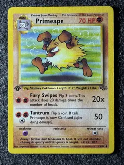 Pokemon Primeape Jungle 1st Edition Stage 1 70 HP Uncommon 43/64 1999 English - Image 1