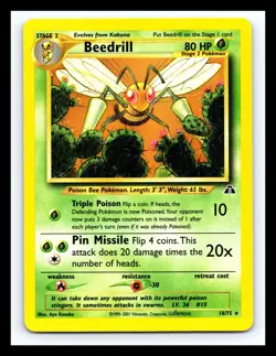 💥 BEEDRILL # 18/75 Pokemon 2001 Neo Discovery Unlimited Non Holo Vintage - Image 1