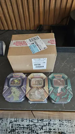 Sealed Pokemon Triple Whammy Tin Display Case 6 Tins Factory Sealed New - Image 1