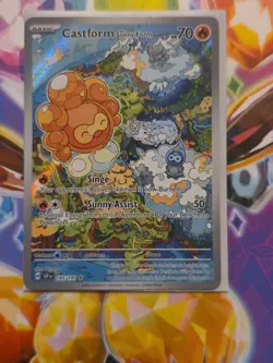 Pokemon TCG Castform Sunny Form Illustration Surging Sparks 195/191 - Image 1