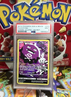 2019 Pokemon SM Cosmic Eclipse Secret FA Koffing 243 PSA 9 - Image 1