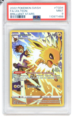 POKEMON 2022 SWSH Brilliant Stars Full Art JOLTEON #TG04 PSA 9 Mint RARE - Image 1